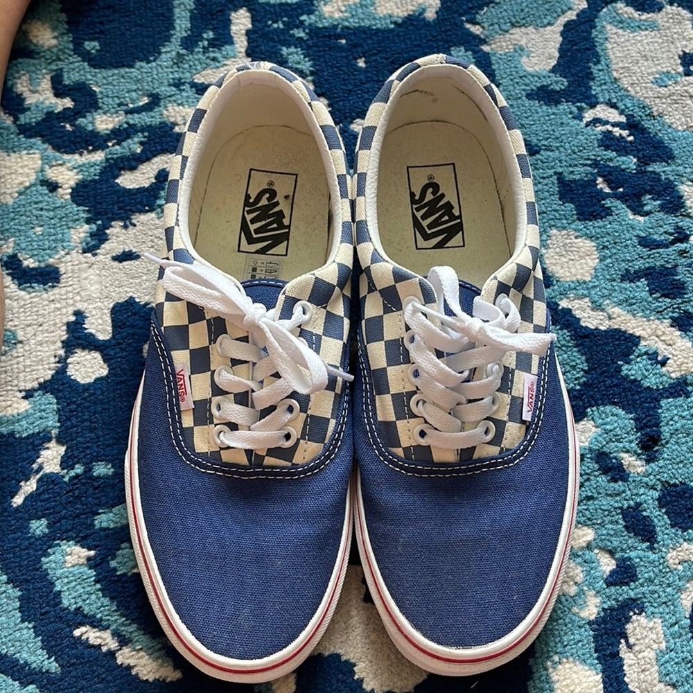 Blue BMX Vans with blue and white checkerboard , Mens size 9, Womens size 10.5,